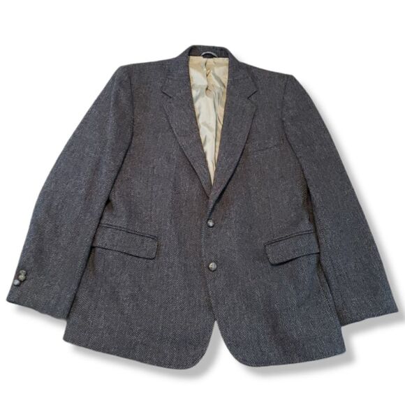 Haggar Jacket Size 42 Two Button Blazer Sport Coat Jacket Tweed Wool Made In USA - Picture 1 of 9